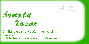 arnold kosar business card